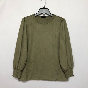 JOH Women Long Sleeve Blouse Top Shirt Size Small Olive Green B227 -8